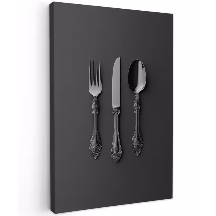 Bestek - Zwart Tuinposter op houten frame 2 cm dik klein -3d