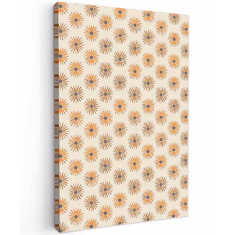 Madelief - Patroon - Oranje Tuinposter op houten frame 2 cm dik klein 841 -3d
