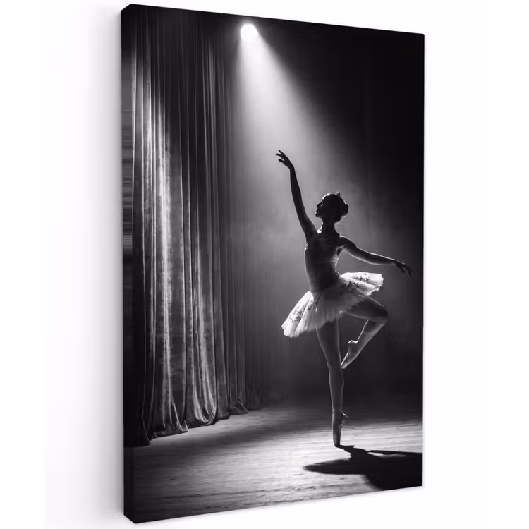 Danser - Podium - Zwart-wit - Kunst - Klassiek Tuinposter op houten frame 2 cm dik klein -3d