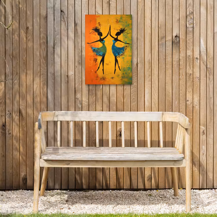 Dansen - Vrouwen - Verfstructuur Tuinposter op houten frame 2 cm dik klein -sfeer4