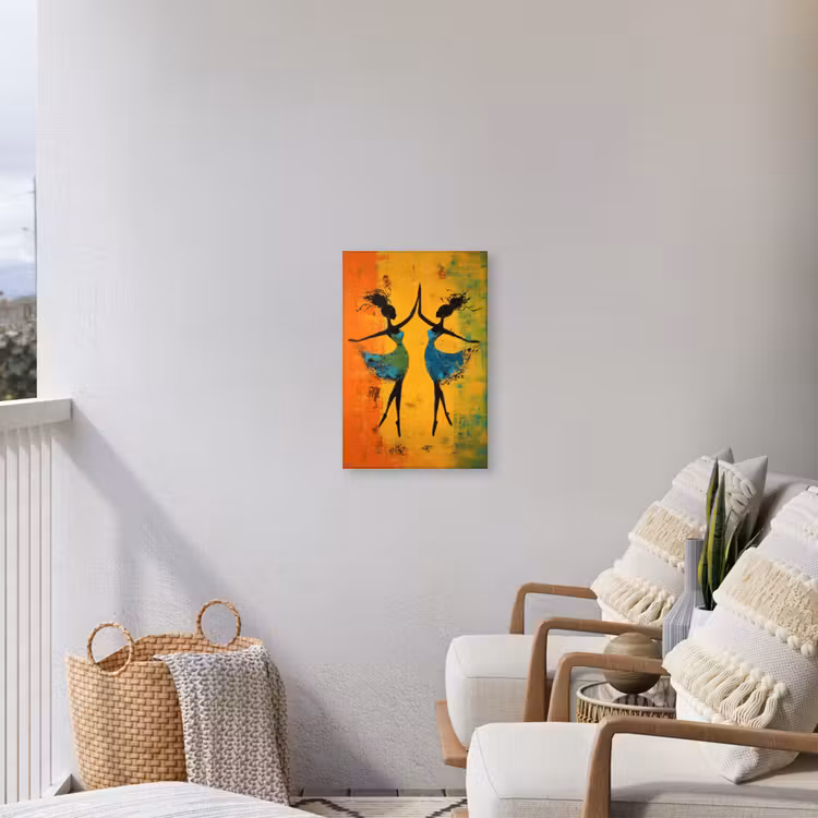 Dansen - Vrouwen - Verfstructuur Tuinposter op houten frame 2 cm dik klein -sfeer1