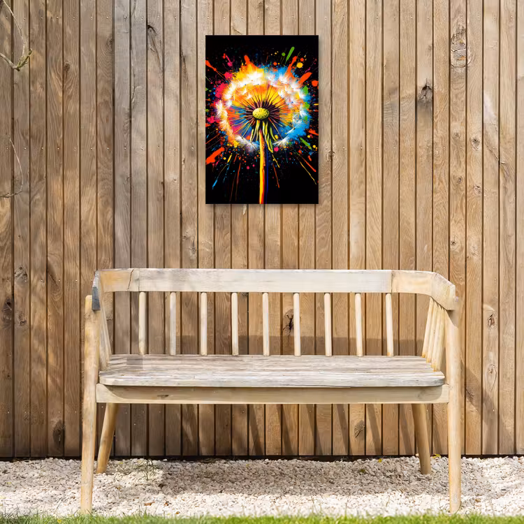 Paardenbloem - Graffiti - Kleurrijk - Bloemen - Natuur Tuinposter op houten frame 2 cm dik klein -sfeer4