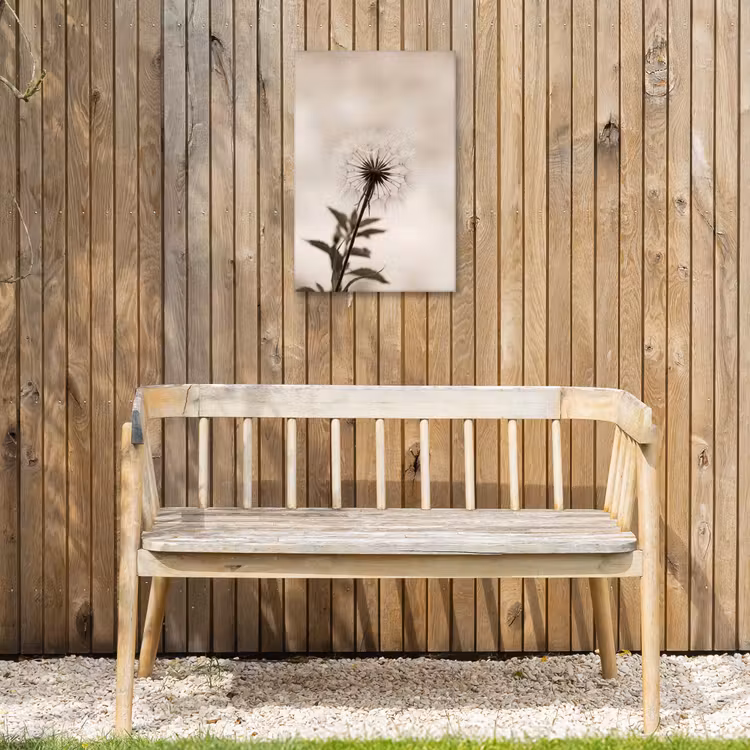 Paardenbloem - Minimalistisch - Wit Tuinposter op houten frame 2 cm dik klein -sfeer4