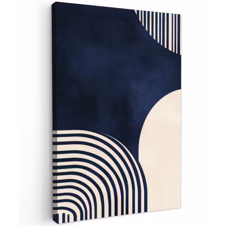 Donkerblauw - Abstract - Lijnen Tuinposter op houten frame 2 cm dik klein -3d