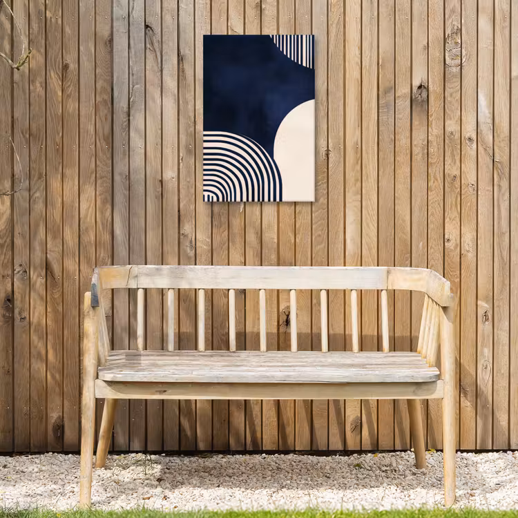Donkerblauw - Abstract - Lijnen Tuinposter op houten frame 2 cm dik klein -sfeer4