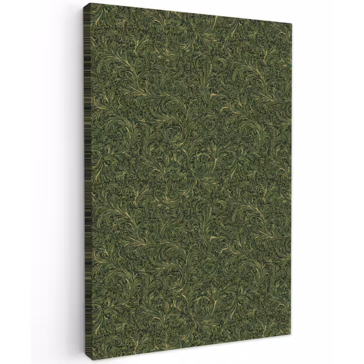 Donker - Groen - Krullend - Botanisch Tuinposter op houten frame 2 cm dik klein 841 -3d