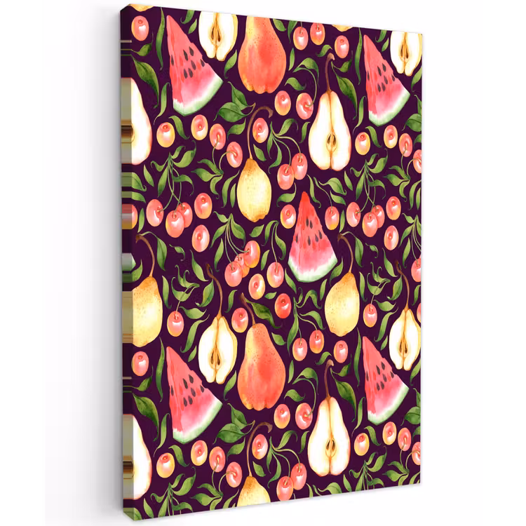 Donker - Bladeren - Fruit Tuinposter op houten frame 2 cm dik klein 841 -3d