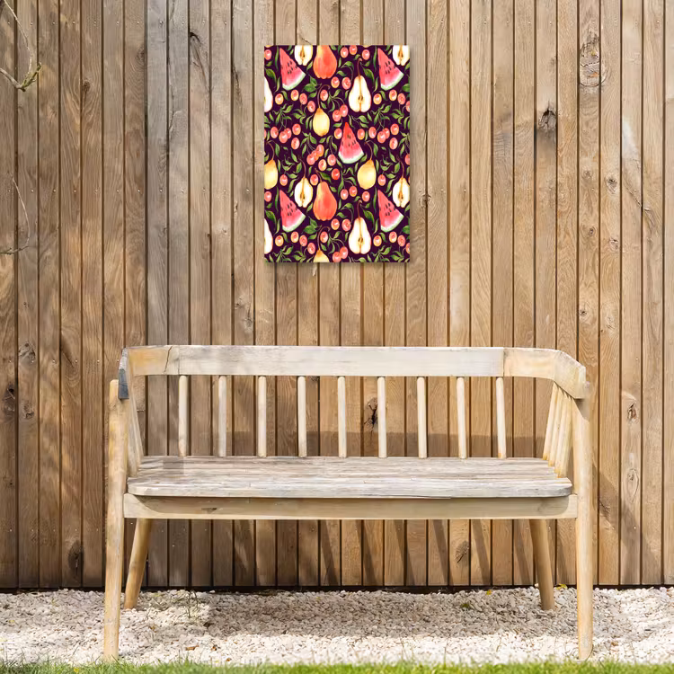 Donker - Bladeren - Fruit Tuinposter op houten frame 2 cm dik klein 841 -sfeer4