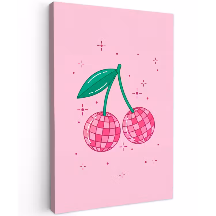 Decoratie - Disco-bal - Feest - Roze Tuinposter op houten frame 2 cm dik klein -3d