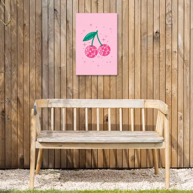 Decoratie - Disco-bal - Feest - Roze Tuinposter op houten frame 2 cm dik klein -sfeer4