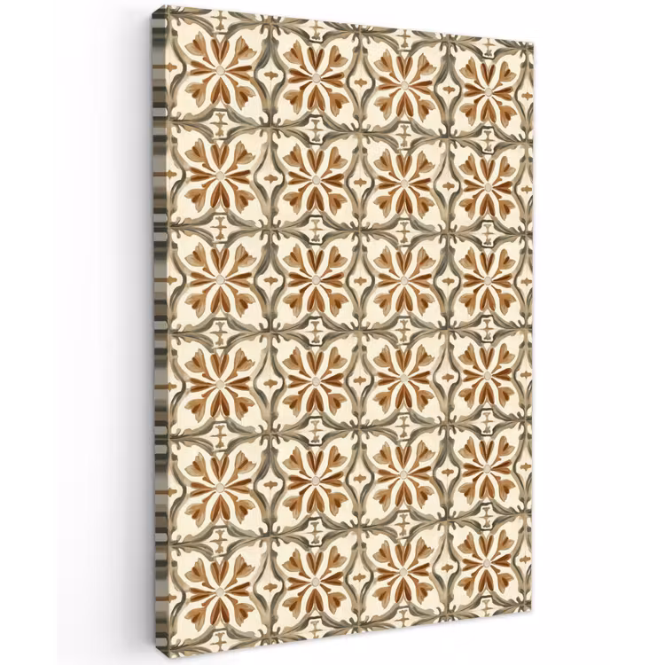 Siertegel - Patroon - Bruin Tuinposter op houten frame 2 cm dik klein 841 -3d
