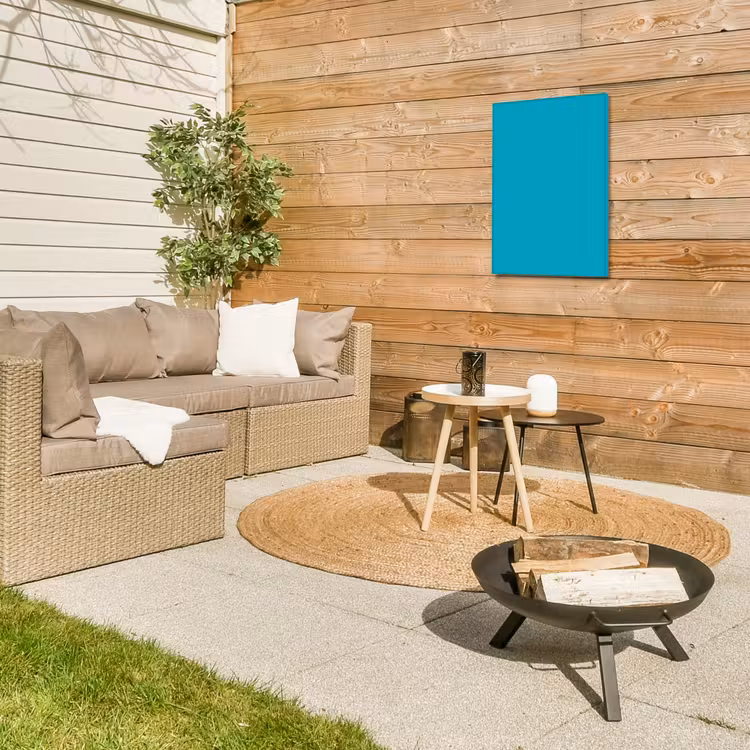 Deep - Turquoise - Turkoois Tuinposter op houten frame 2 cm dik klein 841 -sfeer2