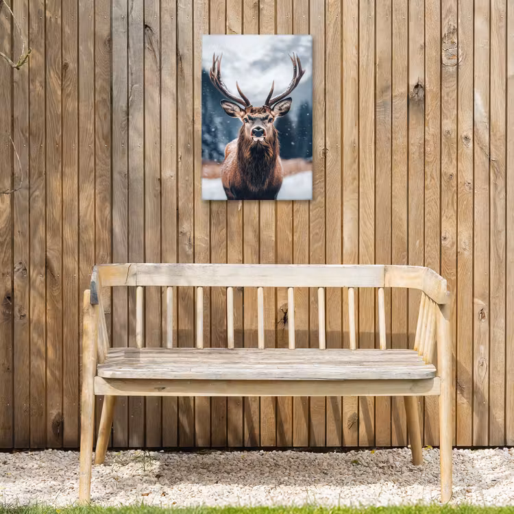 Hert - Dieren - Landschap - Winter - Sneeuw Tuinposter op houten frame 2 cm dik klein -sfeer4