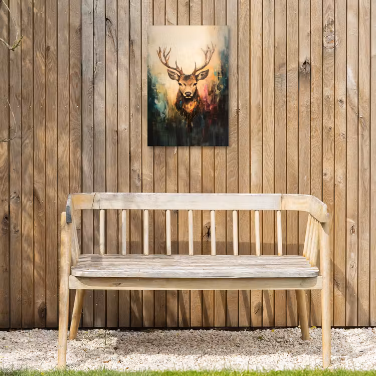 Hert - Geverfd - Gewei - Bruin Tuinposter op houten frame 2 cm dik klein -sfeer4