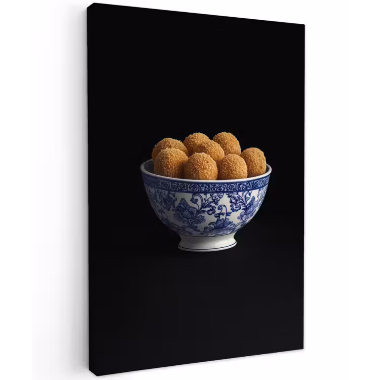 Delfts blauw - Bitterballen - Holland - Schaal Tuinposter op houten frame 2 cm dik klein -3d