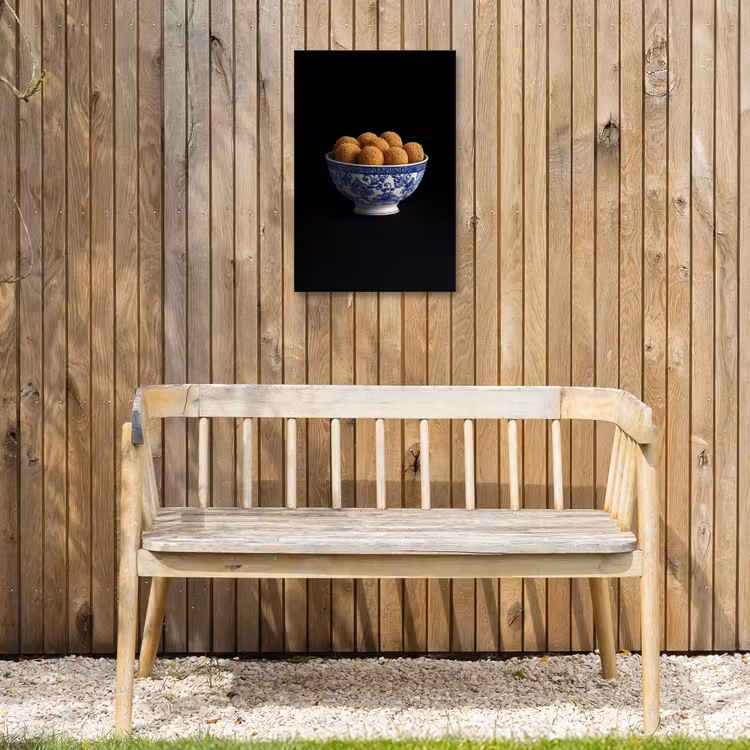 Delfts blauw - Bitterballen - Holland - Schaal Tuinposter op houten frame 2 cm dik klein -sfeer4