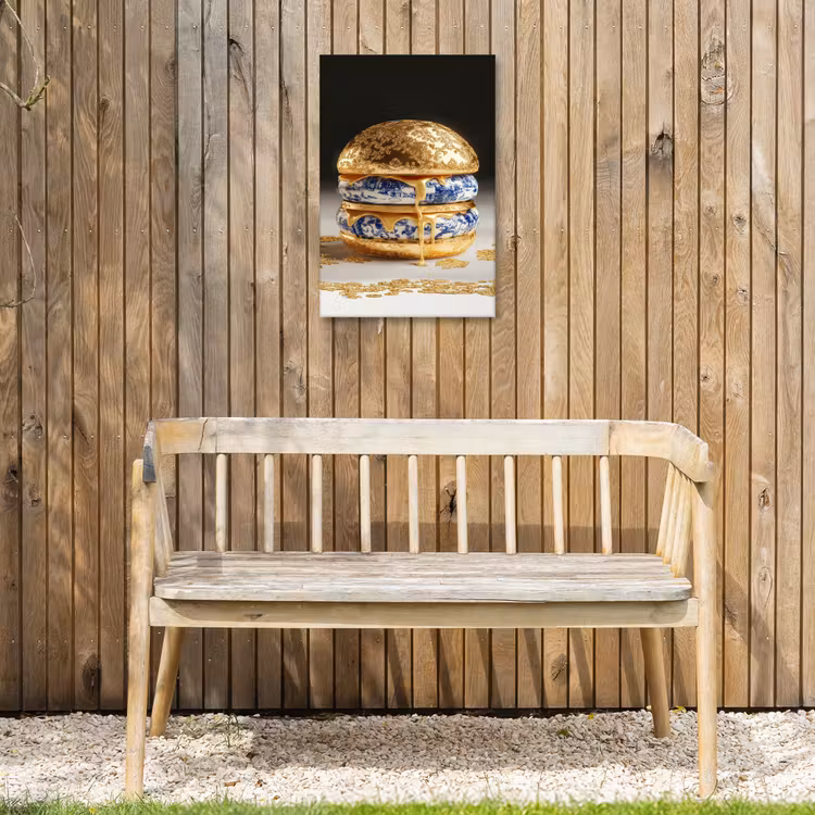 Delftsblauw - Goud - Burger Tuinposter op houten frame 2 cm dik klein -sfeer4