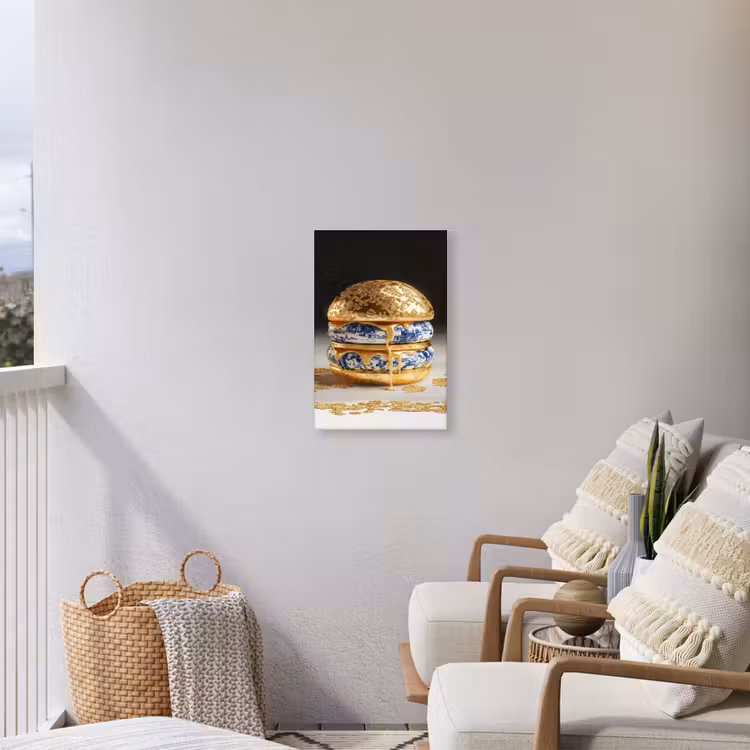 Delftsblauw - Goud - Burger Tuinposter op houten frame 2 cm dik klein -sfeer1