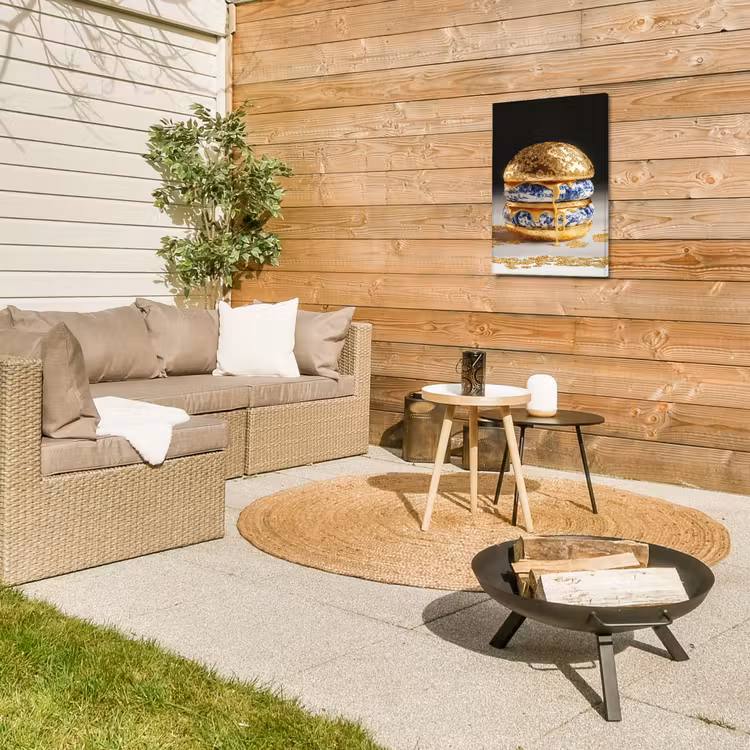 Delftsblauw - Goud - Burger Tuinposter op houten frame 2 cm dik klein -sfeer2