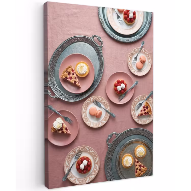 Dessert - Taart - Gebak - Zoet - Roze Tuinposter op houten frame 2 cm dik klein -3d