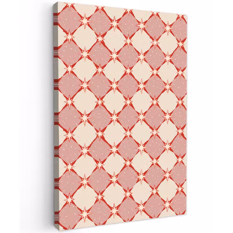 Ruiten - Sterren - Vintage - Oudroze - Rood Tuinposter op houten frame 2 cm dik klein 841 -3d