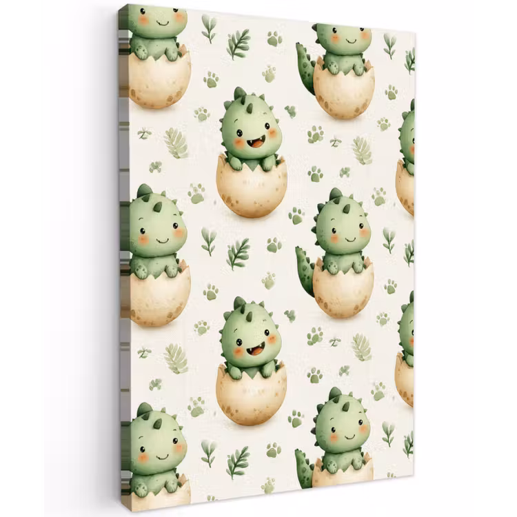 Dino - Eieren - Groen Tuinposter op houten frame 2 cm dik klein 841 -3d