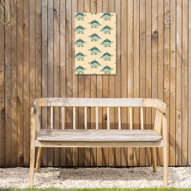 Dino - Patroon - Groen Tuinposter op houten frame 2 cm dik klein 841 -sfeer4