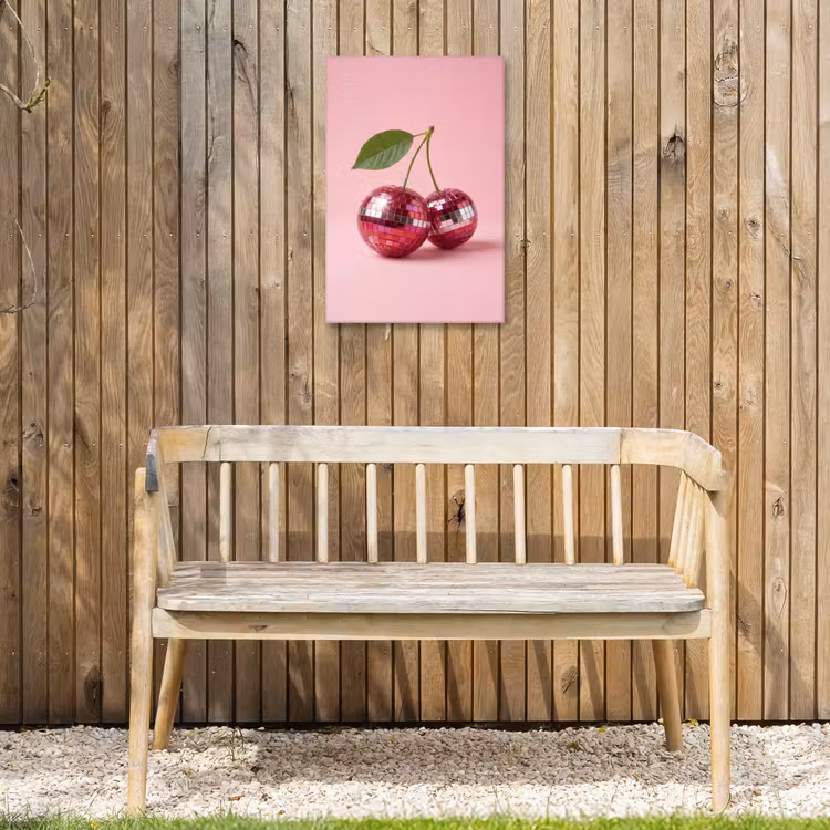 Disco - Kersen - Roze Tuinposter op houten frame 2 cm dik klein -sfeer4