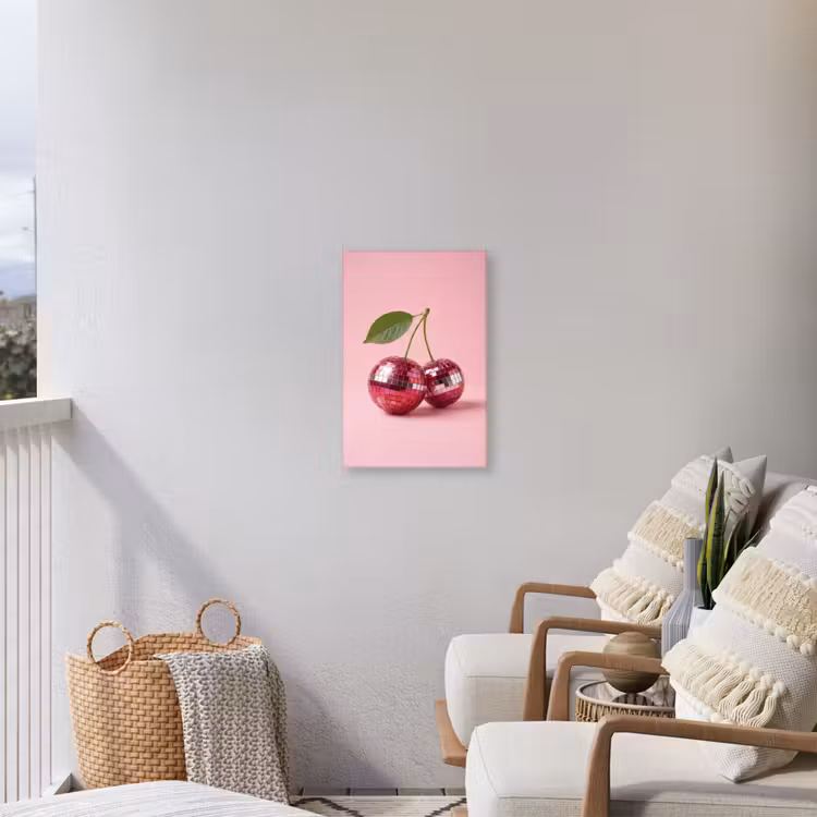 Disco - Kersen - Roze Tuinposter op houten frame 2 cm dik klein -sfeer1