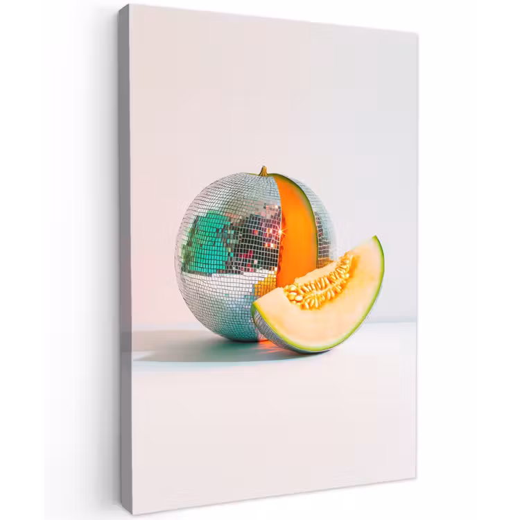 Disco - Discobal - Meloen - Pastel Tuinposter op houten frame 2 cm dik klein -3d