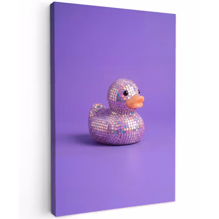 Disco - Eend - Paars Tuinposter op houten frame 2 cm dik klein -3d
