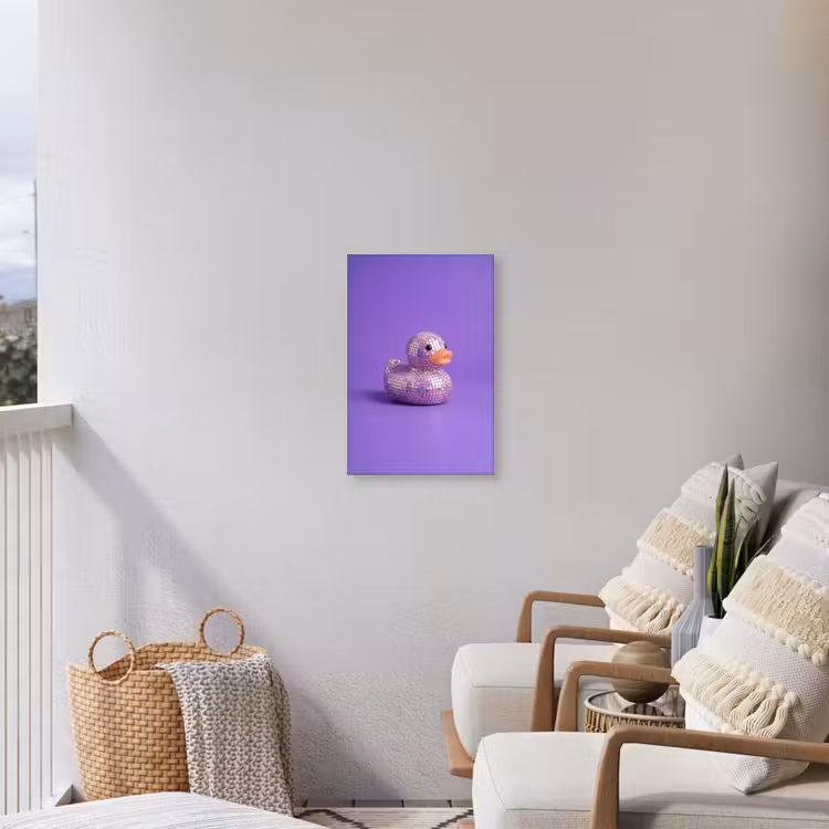 Disco - Eend - Paars Tuinposter op houten frame 2 cm dik klein -sfeer1