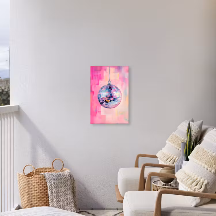 Discobal - Pink - Verf Tuinposter op houten frame 2 cm dik klein -sfeer1