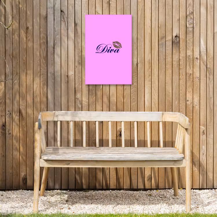 Diva - Lip - Panterprint - Roze Tuinposter op houten frame 2 cm dik klein -sfeer4