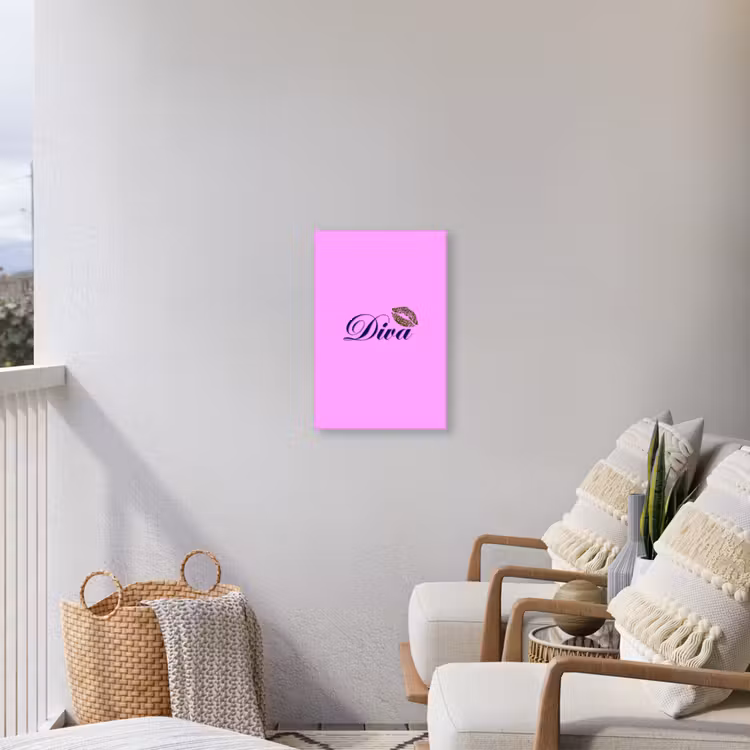 Diva - Lip - Panterprint - Roze Tuinposter op houten frame 2 cm dik klein -sfeer1