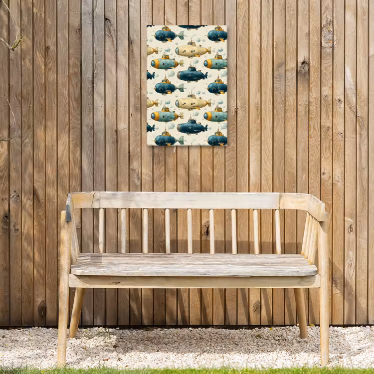 Duikboot - Fantasie - Kleurrijk Tuinposter op houten frame 2 cm dik klein 841 -sfeer4