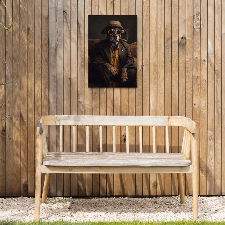 Hond - Sigaar - Hoed - Pak Tuinposter op houten frame 2 cm dik klein -sfeer4
