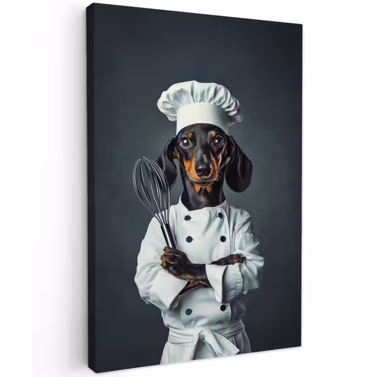 Hond - Garde - Kok Tuinposter op houten frame 2 cm dik klein -3d