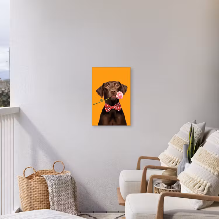 Hond - Oranje - Roos - Valentijn Tuinposter op houten frame 2 cm dik klein -sfeer1