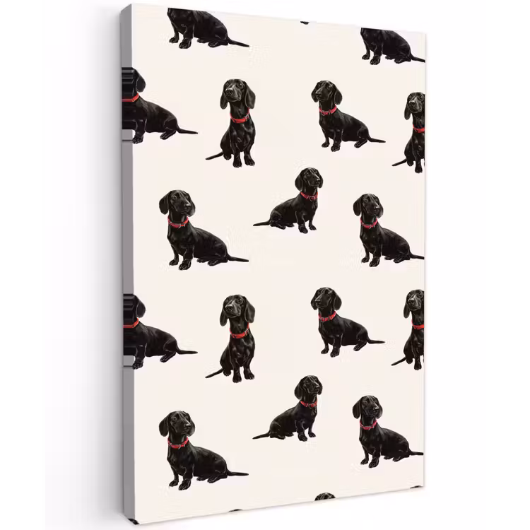 Hond - Patroon - Zwart Tuinposter op houten frame 2 cm dik klein 841 -3d