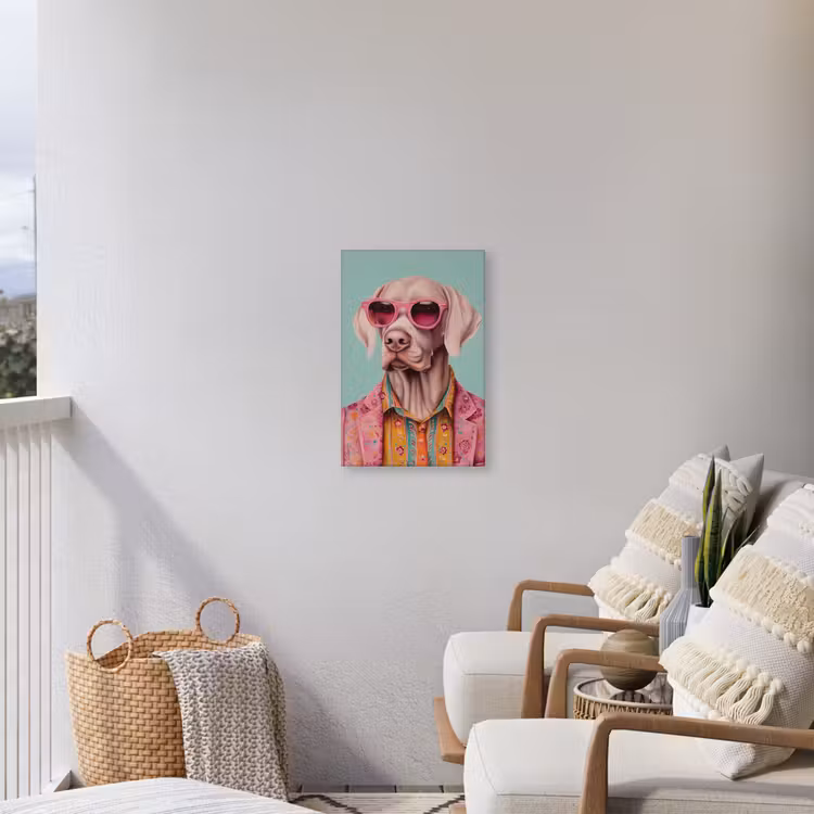 Hond - Overhemd - Bloemen - Bril Tuinposter op houten frame 2 cm dik klein -sfeer1
