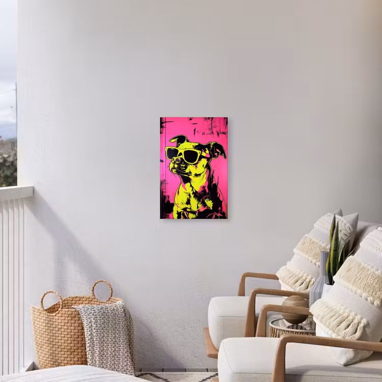 Hond - Zonnebril - Roze - Art Tuinposter op houten frame 2 cm dik klein -sfeer1