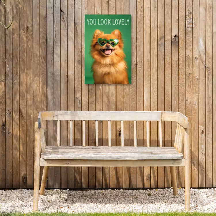 Hond - Zonnebril - Valentijn - Love Tuinposter op houten frame 2 cm dik klein -sfeer4