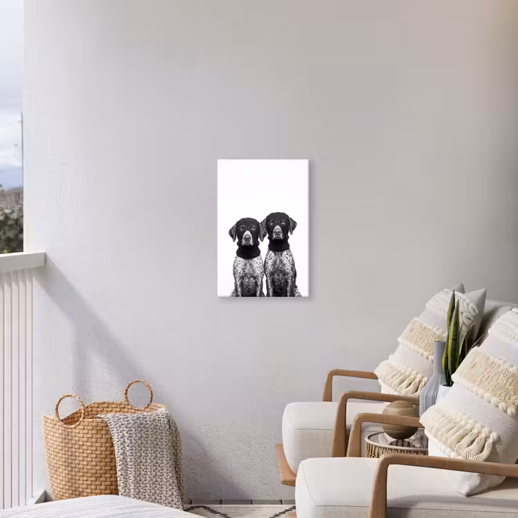 Honden - Bivakmuts - Zwart - wit Tuinposter op houten frame 2 cm dik klein -sfeer1