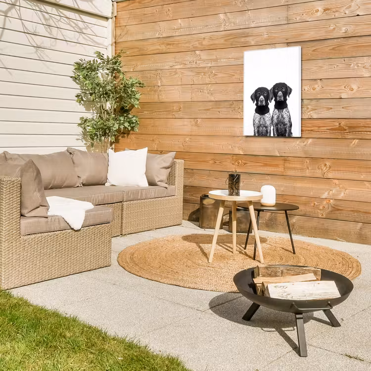 Honden - Bivakmuts - Zwart - wit Tuinposter op houten frame 2 cm dik klein -sfeer2