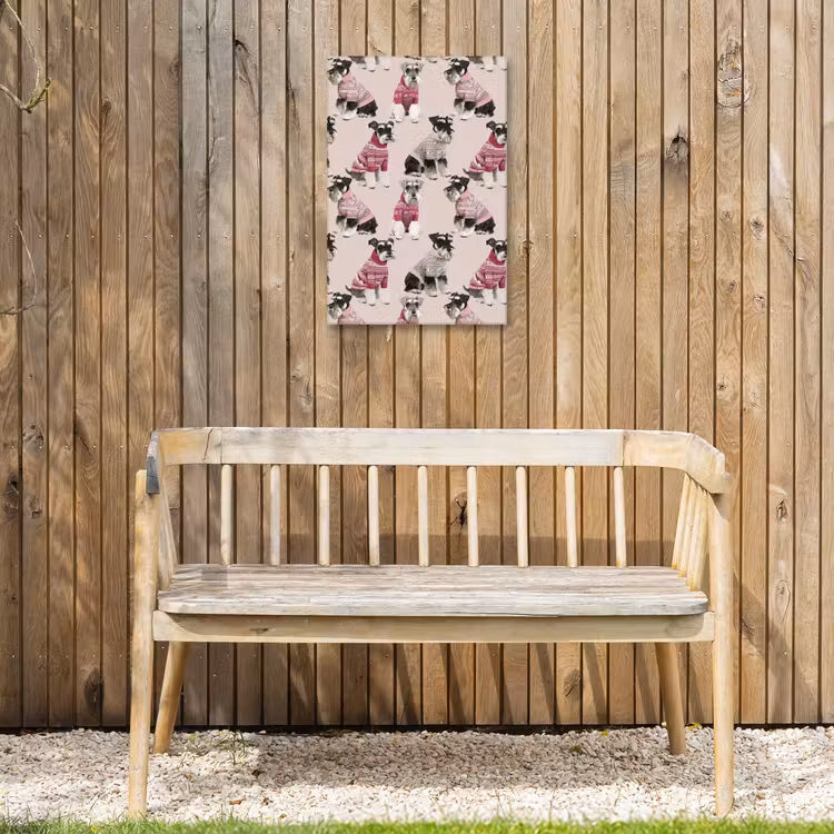Honden - Truien - Rood Tuinposter op houten frame 2 cm dik klein 841 -sfeer4