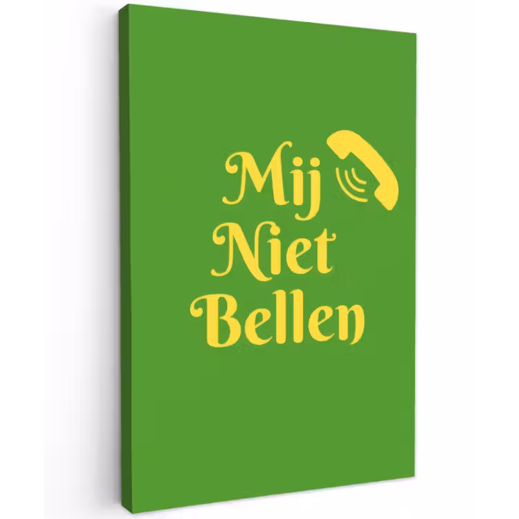 Mij niet bellen - Telefoon - Groen Tuinposter op houten frame 2 cm dik klein -3d