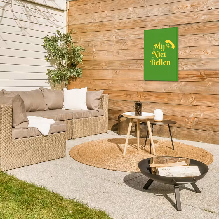 Mij niet bellen - Telefoon - Groen Tuinposter op houten frame 2 cm dik klein -sfeer2