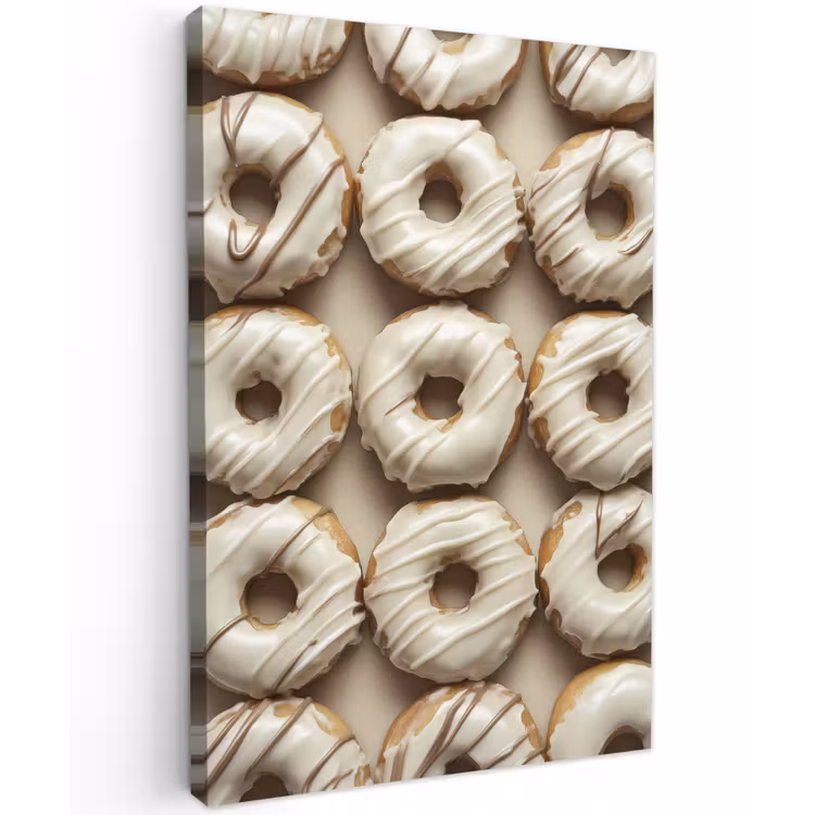 Donuts - Chocolade - Wit - Beige Tuinposter op houten frame 2 cm dik klein -3d