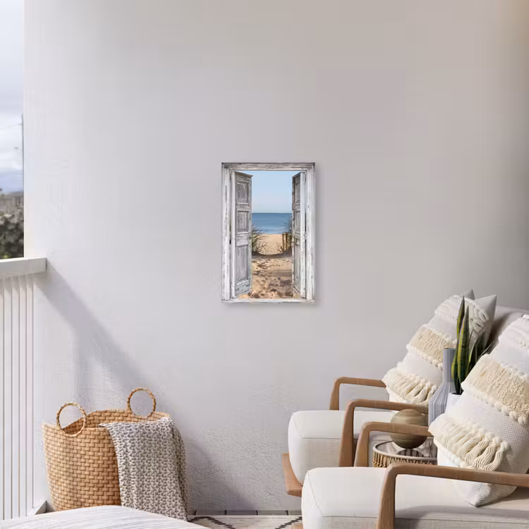 Deur naar de zee Tuinposter op houten frame 2 cm dik klein -sfeer1